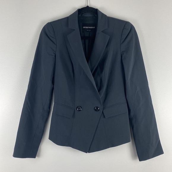 Emporio Armani Womens Double Breasted Blazer Gray Grey Button Extra Small XS - Picture 1 of 12